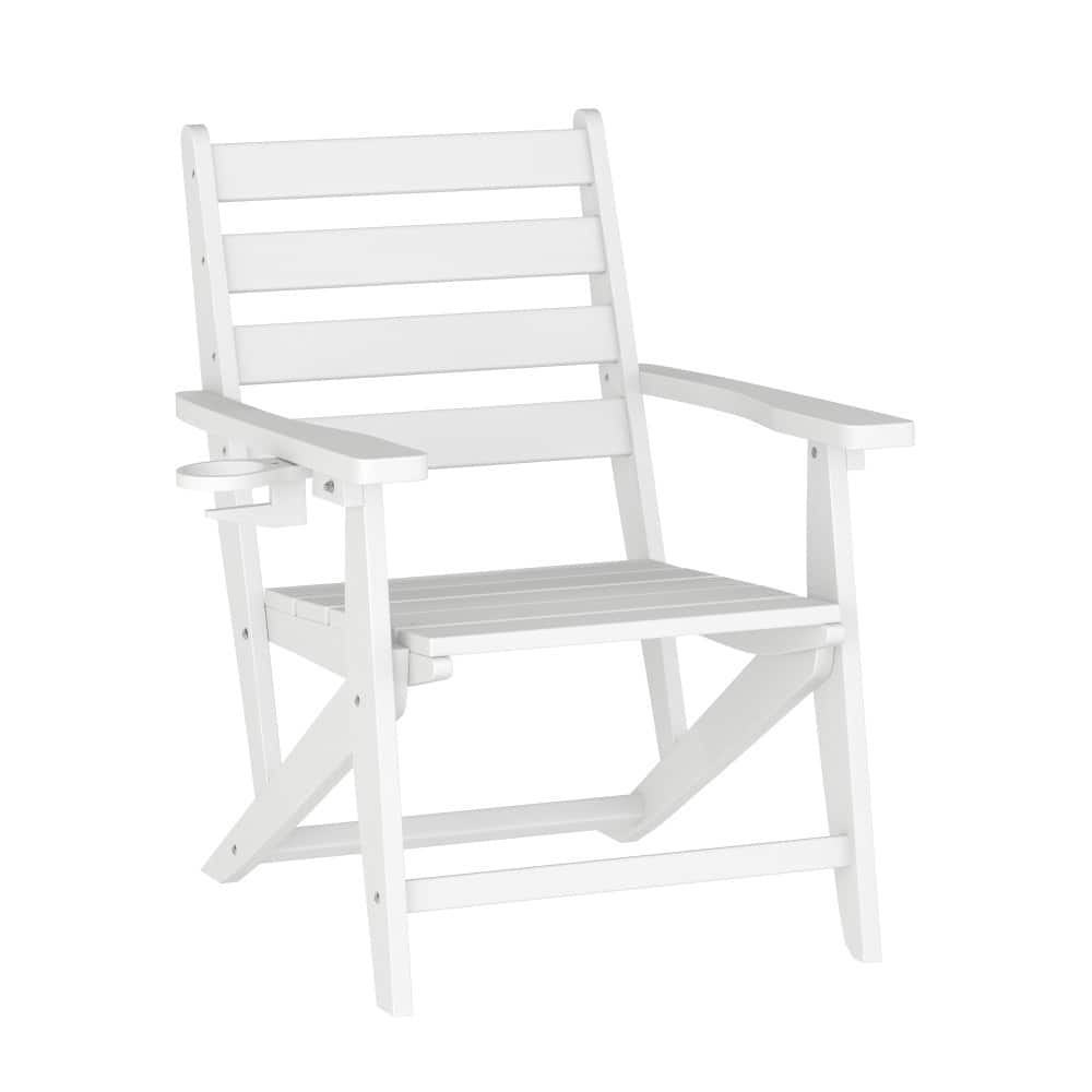 Indoor-Outdoor Adirondack Style Dining Chair with Fold Out Cupholder