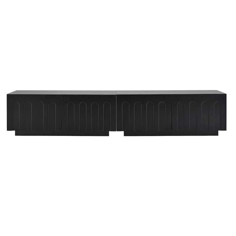 Elegant TV Stand with Arched Design for TVs Up to 80",Dual Purpose Coffee Table with 4 Drawers,Cabinet with Storage