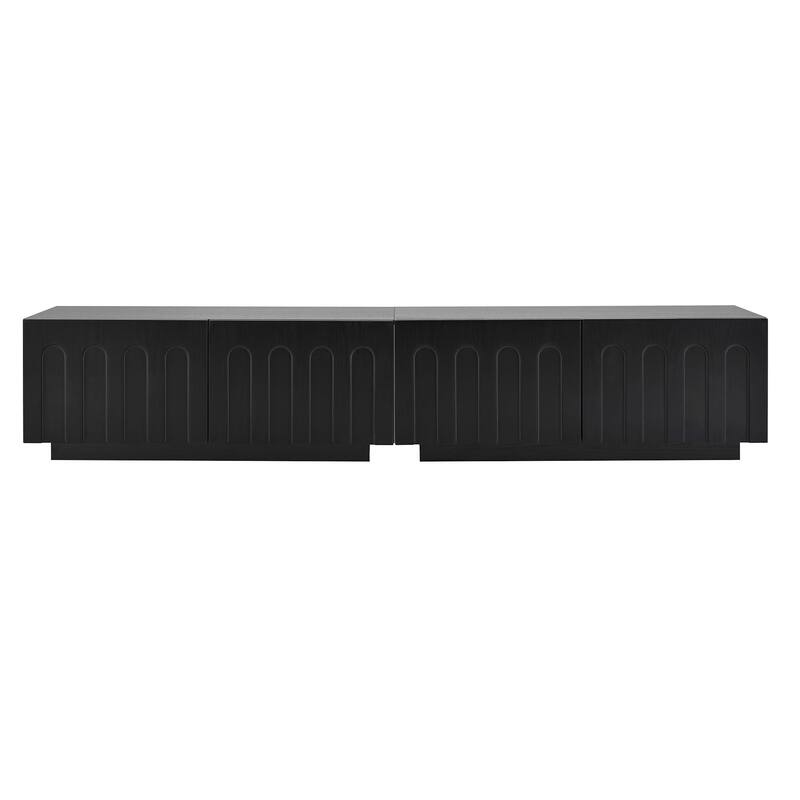 Stylish Arched TV Stand for 80-Inch Screens‌ – Modern Convertible Coffee Table with 4 Storage Drawers & Multi-Functional Design