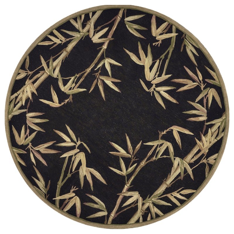 Domani Classics Hand-tufted Wool Bamboo Shoot Area Rug - 7'6" Round - Black