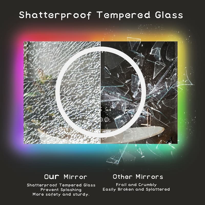 Apmir Rectangular Frameless RGB Backlit and LED Frontlit AntiFog