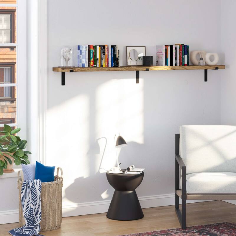 Wallniture Menton 48-60-72-84 inch Long, 9.25" Deep, 1.5" thick Floating Wall Shelf for Wall, Office Decor, Rustic Decor, 1 Pc