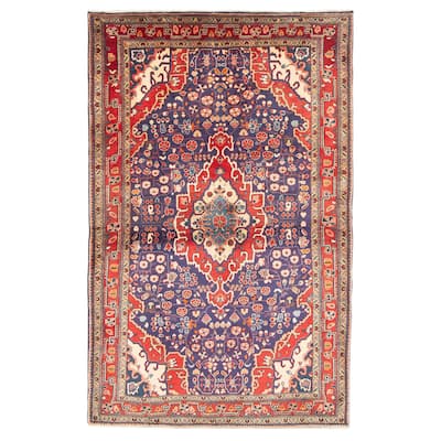 ECARPETGALLERY Hand-knotted Kayseri Vintage Navy Wool Rug - 4'3 x 6'9