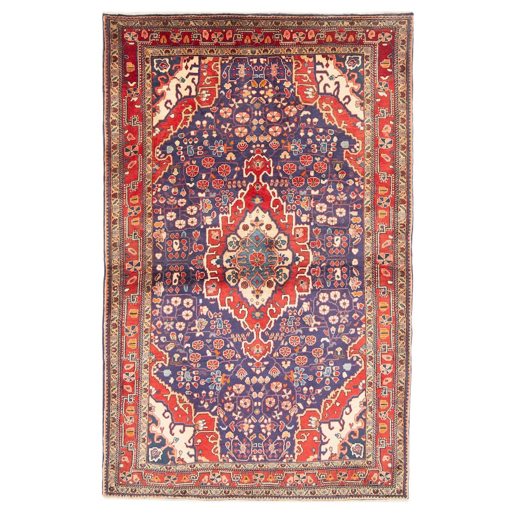 ECARPETGALLERY Hand-knotted Kayseri Vintage Navy Wool Rug - 4'3 x 6'9