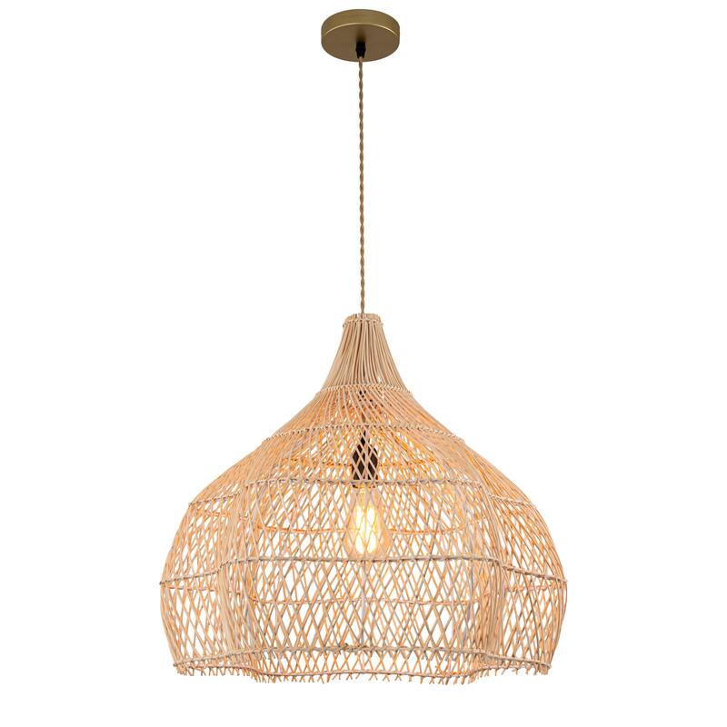 Serenity Large Rattan Pendant Light Coastal Interior Ceiling Hanging Light - 23.6