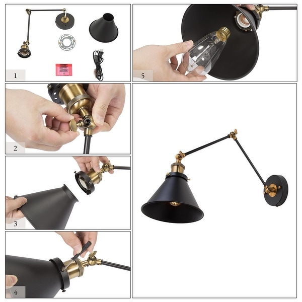 Industrial wall lamp plug in discount