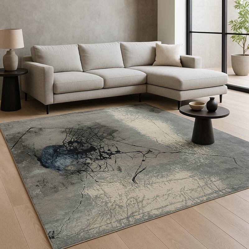 HomeRoots Abstract Contemporary Rectangle Area Rug - 120.00 in. x 96.00 in. x 0.25 in. - 120.00 in. x 96.00 in.  x 0.25 in.