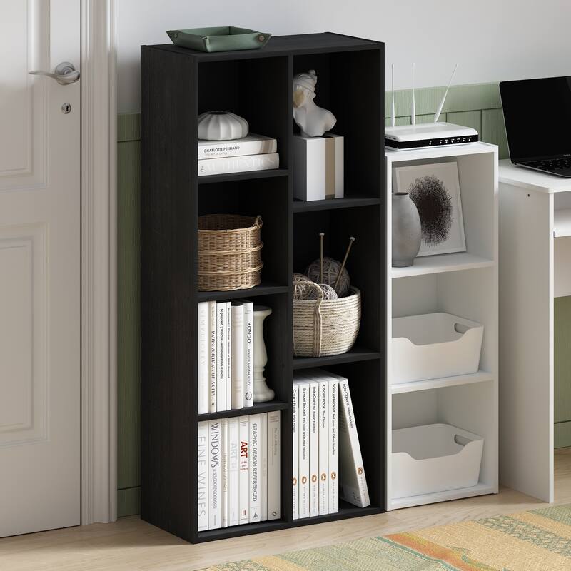 Furinno Luder 7-Cube Reversible Open Shelf, Blackwood