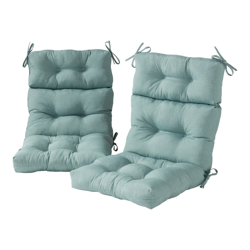 Solid Heathered 44-in x 22-in Outdoor High-Back Chair Cushion (Set of 2) (Cushions Only) - Seaglass