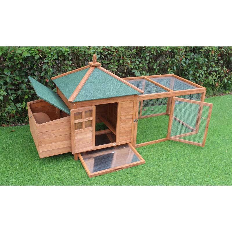 Hanover Outdoor Wooden Chicken Coop 6.4 Ft. x 2.4 Ft. x 3.2 Ft.