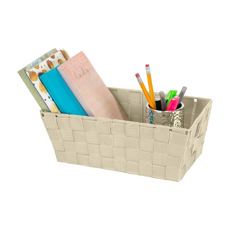 Simplify Small Woven Storage Shelf Bin in Ivory - 6.5"x11.4"x4.50"
