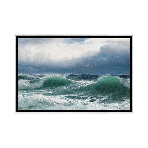 slide 2 of 9, iCanvas "Stormy sea with translucent breakers, 1894 " by David James Framed