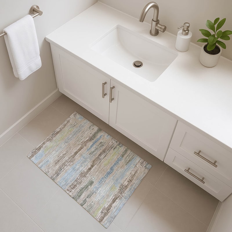 Premium Washable Super Soft Abstract Stripes Mayfield Rug - Taupe - 1'8" x 2'6"