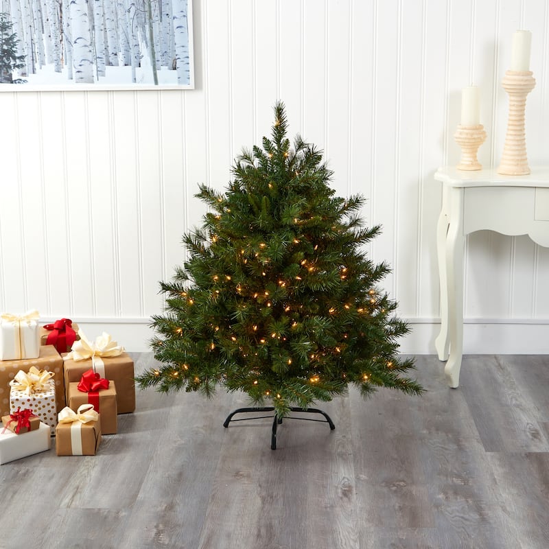 4ft. Mixed Pine Artificial Christmas Tree with 250 Clear Lights and 462 Bendable Branches - Perfect Entryway Accent