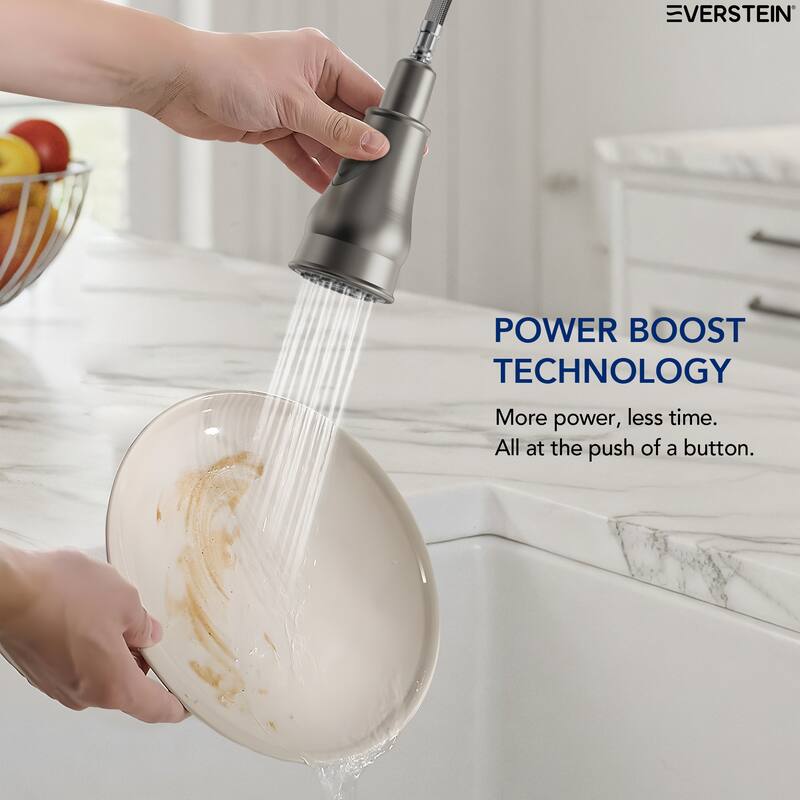 Single Handle Pull Down Sprayer Hot and Cold Kitchen Faucet 360° Spout Swivel with Deckplate