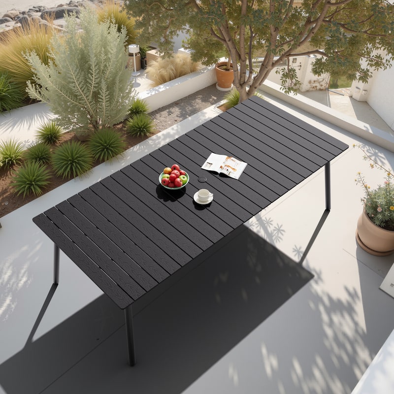 Outdoor Dining Furniture Rectangular Dining Table with Umbrella Hole