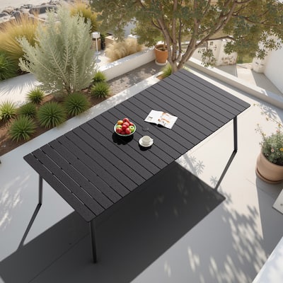Outdoor Dining Furniture Rectangular Dining Table with Umbrella Hole