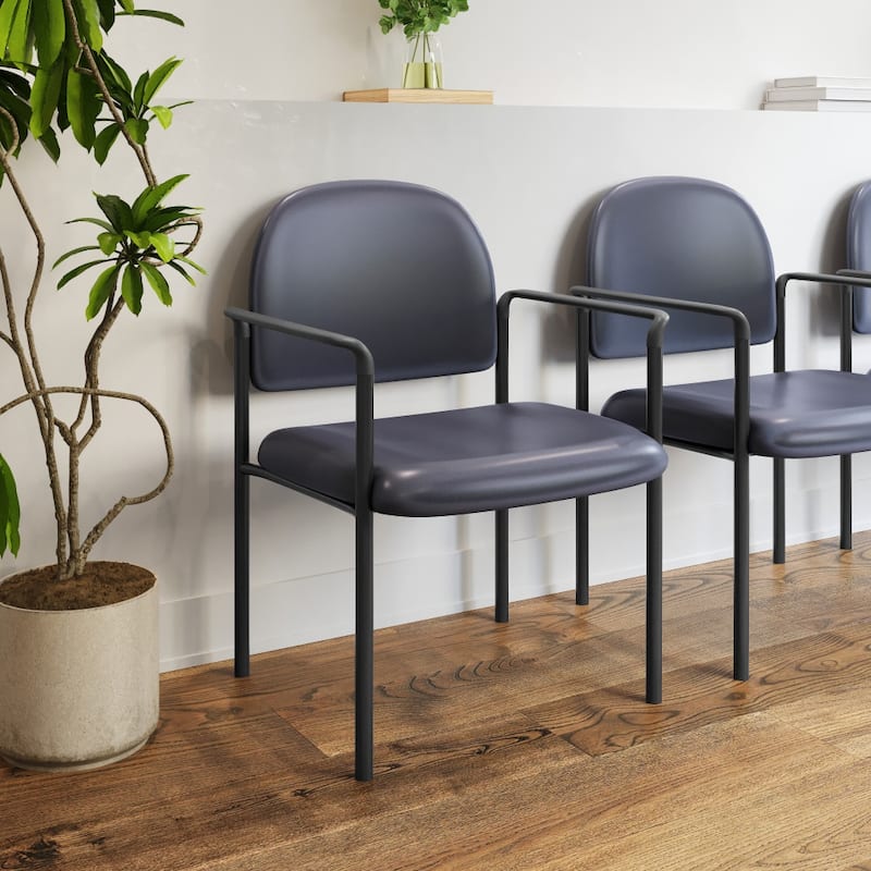 Comfort Stackable Steel Side Reception Chair with Arms - 23.5"D x 23.75"W x 33.25"H