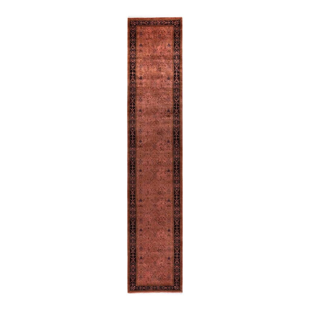 Overton Hand Knotted Wool Vintage Inspired Modern Contemporary Overdyed Pink Runner Rug - 2' 8" x 14' 1"