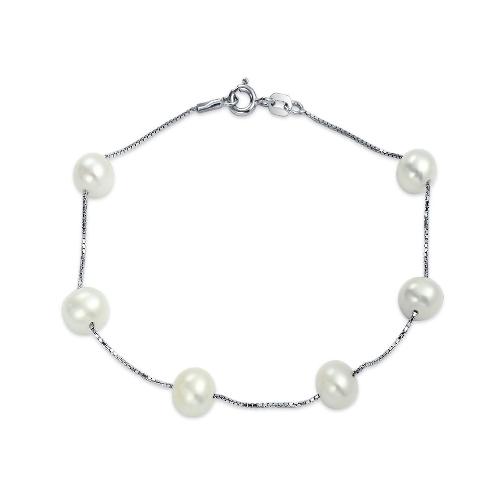 Details about   Freshwater Cultured Pearl Double Bracelet with Rhinestone Clasp & S/Silver Links