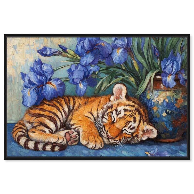 Gentle Tiger Nap Canvas by Art Remedy - Black - 15" x 10"