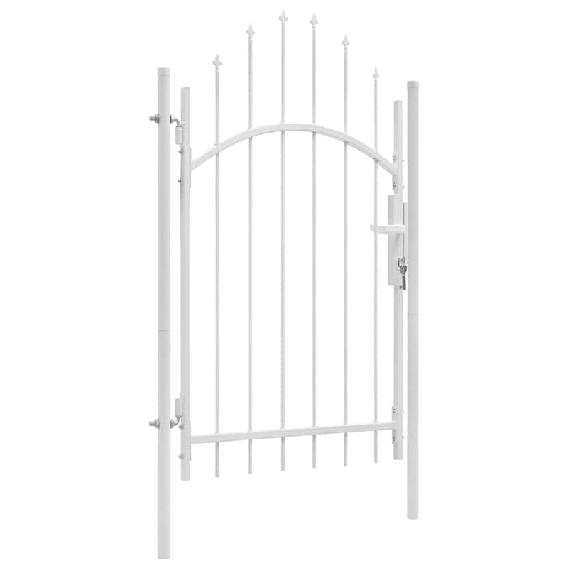 vidaXL Fence Gate Metal Fence Post Garden Gate for Outdoor Patio Lawn Steel - 3.3 x 8.0' - 3.3 x 8.0'