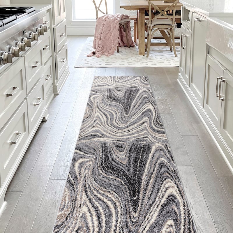 JONATHAN Y Zoe Contemporary Glam Abstract Marble Area Rug