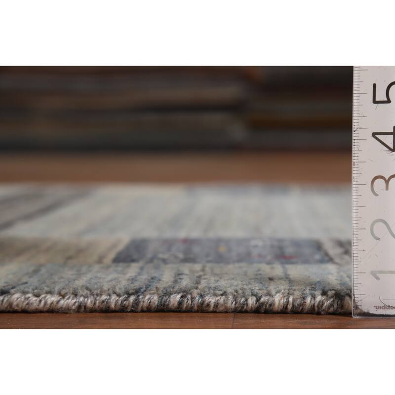 Hand Knotted Oriental 100% Wool Carpet Tribal Tribal Greys & Charcoal Gabbeh Area Rug - 5' 11'' X 4' 1''