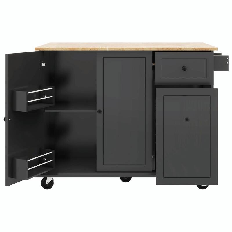 Rolling Kitchen Cart with Drop Leaf, Storage Rack, and 3-Tier Cabinet Organizer
