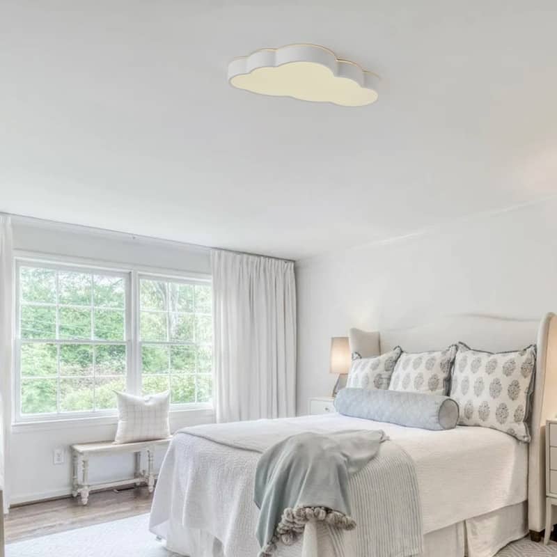 Modern Cloud Shape Flush Mount Ceiling Light Matte White Acrylic Fixture for Kids Room Bedroom