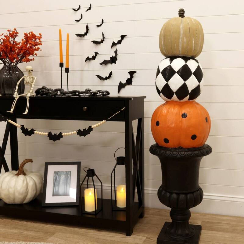 Haunted Hill Farm 52-in. Stacked Pumpkins in Urn Decoration