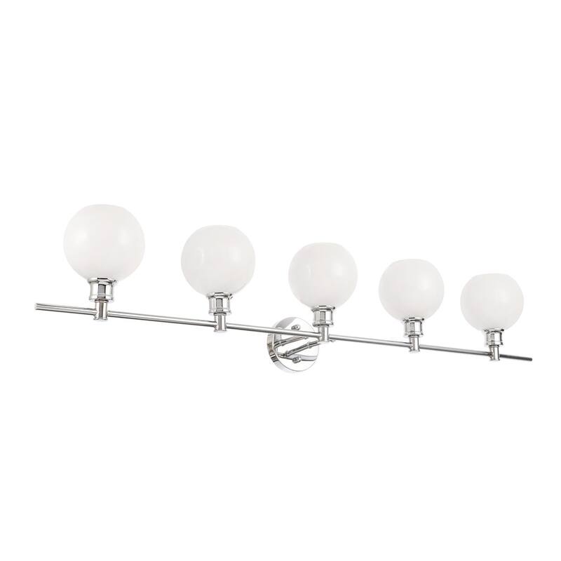 Camille 5-Light Frosted Glass Wall Sconce - Chrome
