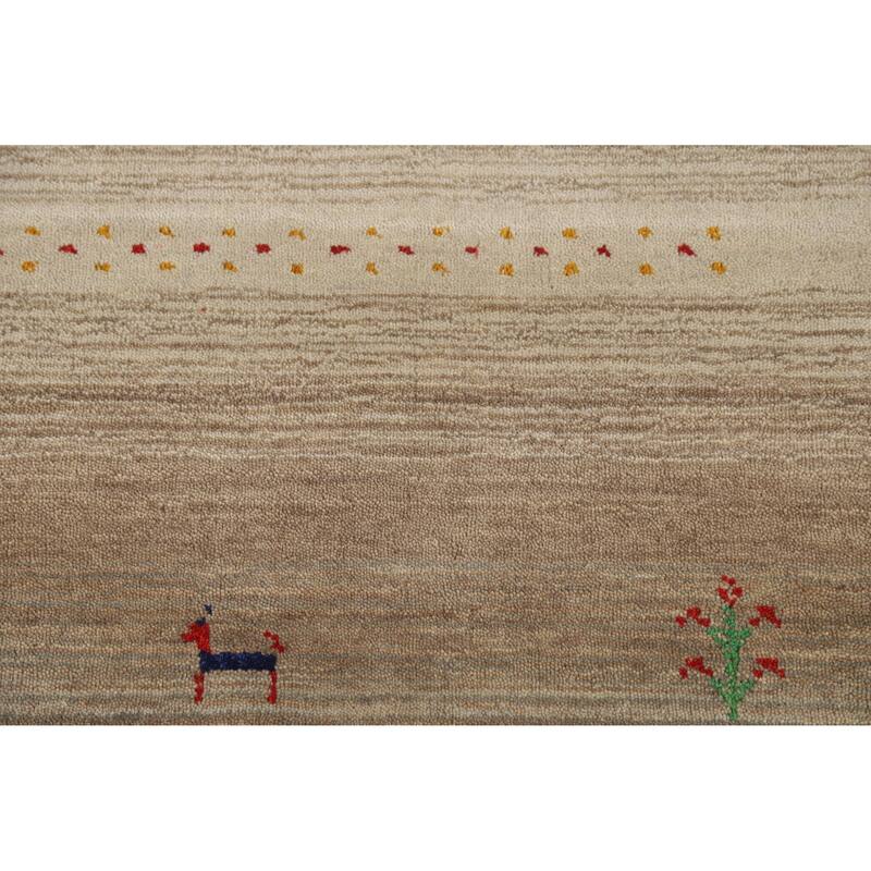 Striped Gabbeh Oriental Rug Handmade Multi-Color Wool Carpet - 4'0" x 5'9"