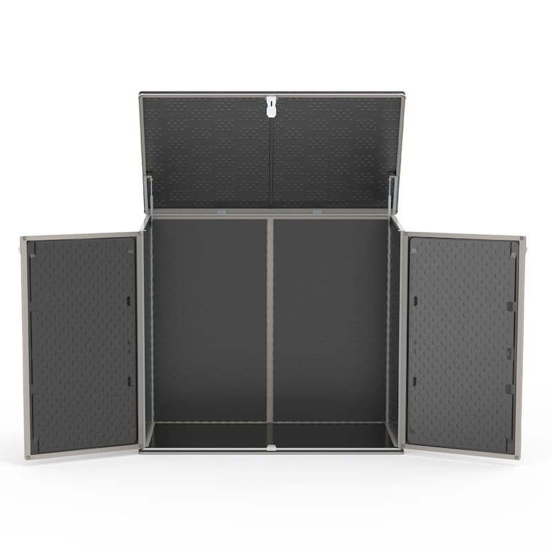 4.6 ft. W x 2.7 ft. D Horizontal Outdoor Plastic Storage Shed, Trash Can Storage Cabinet with 3-Doors