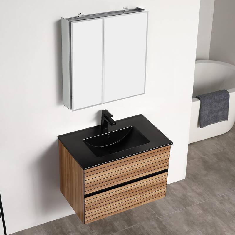 Blossom Annecy 30" Floating Bathroom Vanity with Black Ceramic Sink