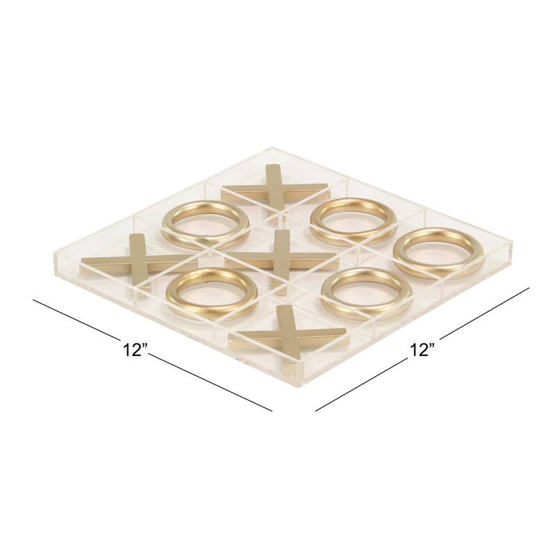 Gold or Silver Metal Tic Tac Toe Game Set with Gold Pieces