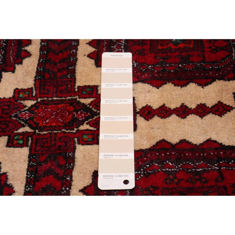 ECARPETGALLERY Hand-knotted Royal Baluch Cream, Red Wool Rug - 2'11 x 5'9
