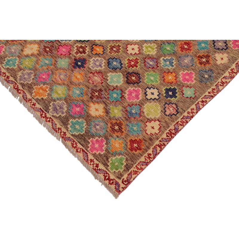 Modern Balochi Horne Brown/Beige Hand Knotted Wool Rug - 3'3'' x 5'1''