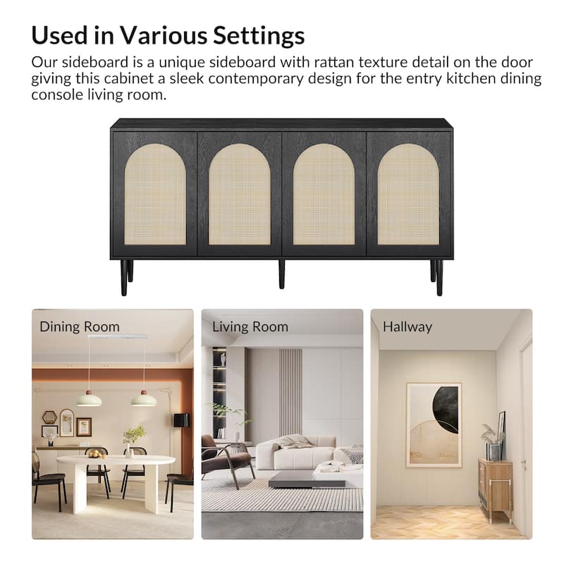 Uirico Multifunctional Buffet Sideboard Cabinet with Rattan Design by HULALA HOME