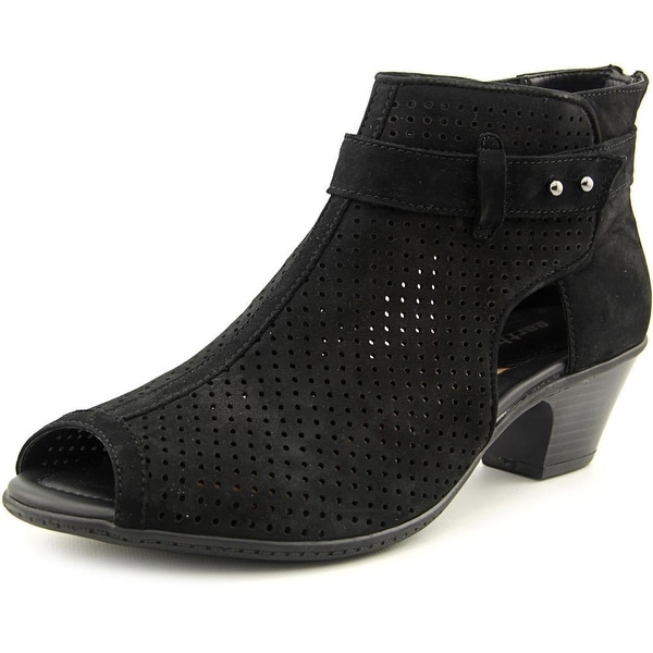 Earth Intrepid Women Open-Toe Leather Black Bootie