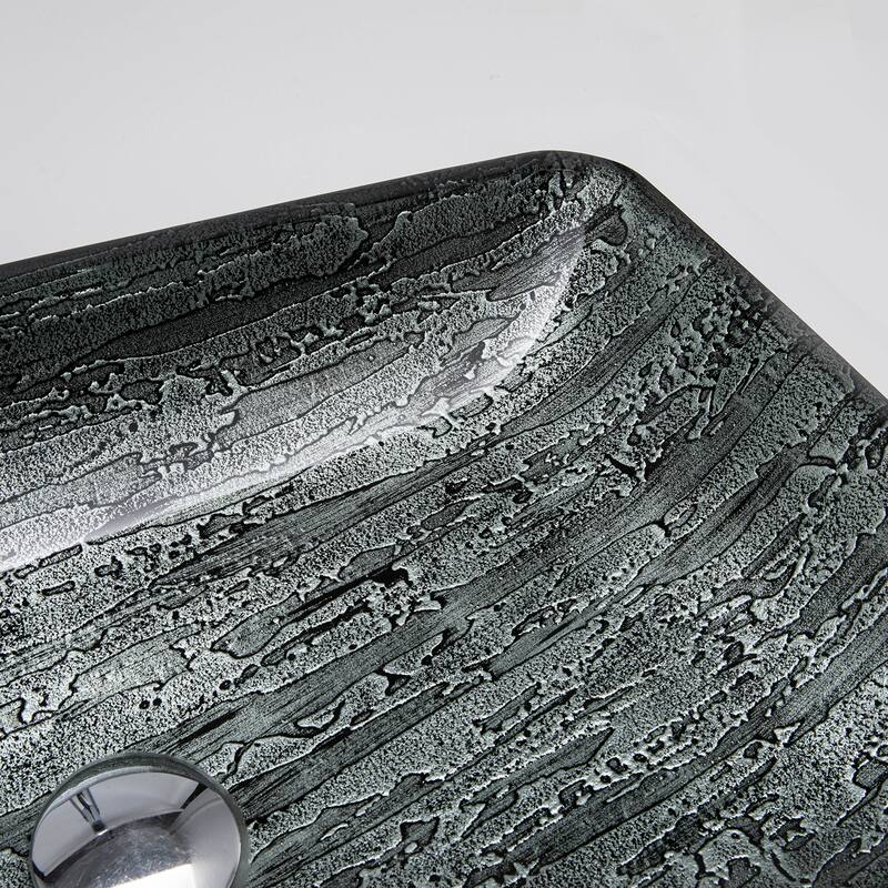 Vinnova Glass Rectangular Vessel Bathroom Sink without Faucet