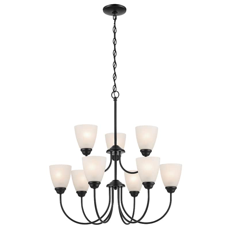 Kichler Lighting Jolie 9-Light Chandelier with Satin Etched Glass in Black