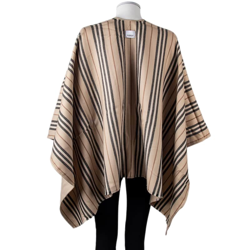 Burberry Reversible Icon Stripe Wool Cape