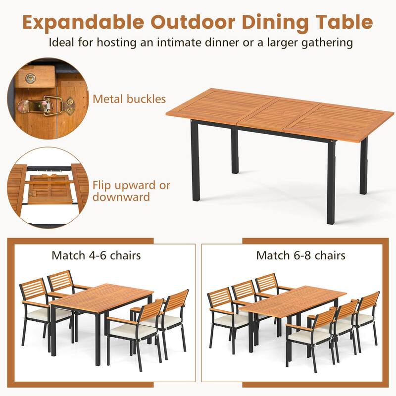 Costway Extendable Patio Dining Table for 4-8 People with 1.97” - See Details
