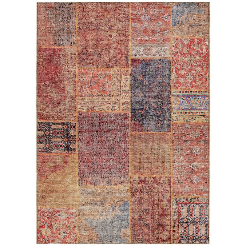 HomeRoots Patchwork Transitional Rectangle Outdoor Rug