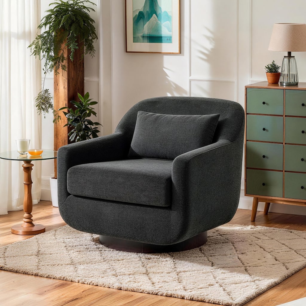 Miles Chenille Scandinavian Swivel Lounge Armchair