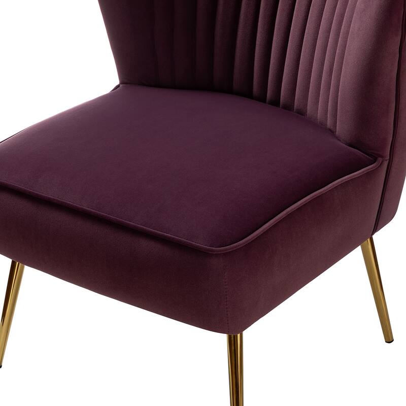 Monica Living Room Armless Accent Comfy Chair with Tufted Back and Metal Legs by HULALA HOME
