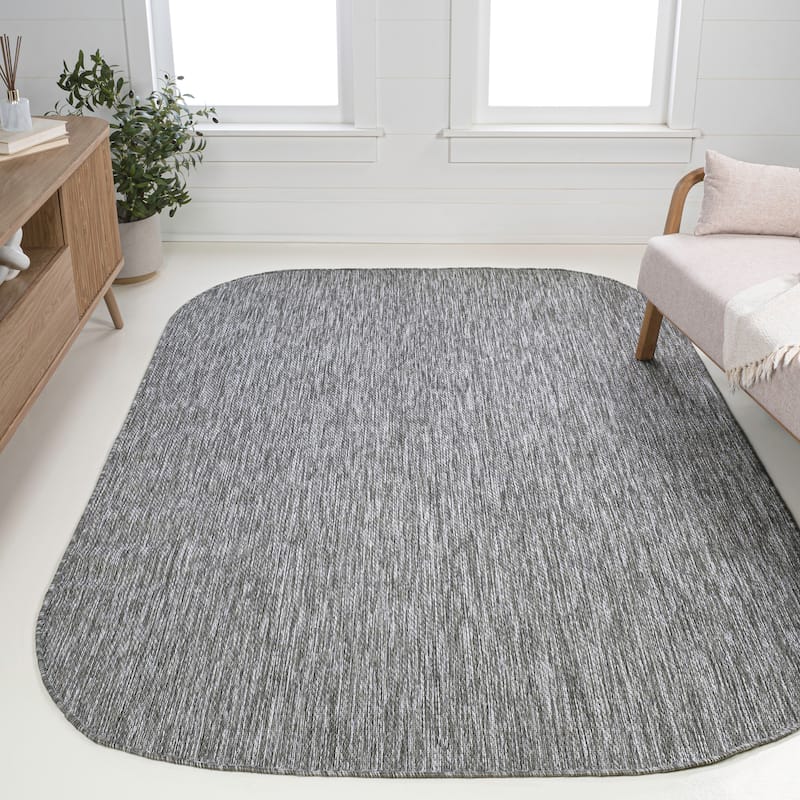 JONATHAN Y Miles Modern Minimalist Radius Corner Solid Indoor/Outdoor Shaped Area Rug - 5' x 8' - Gray