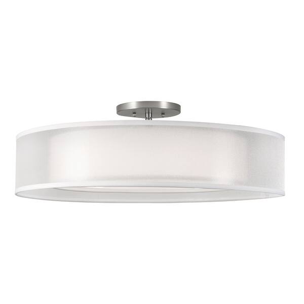 slide 2 of 4, 30'' Cortez LED Semi-Flush - Satin Nickel - Shear Organza Shade-