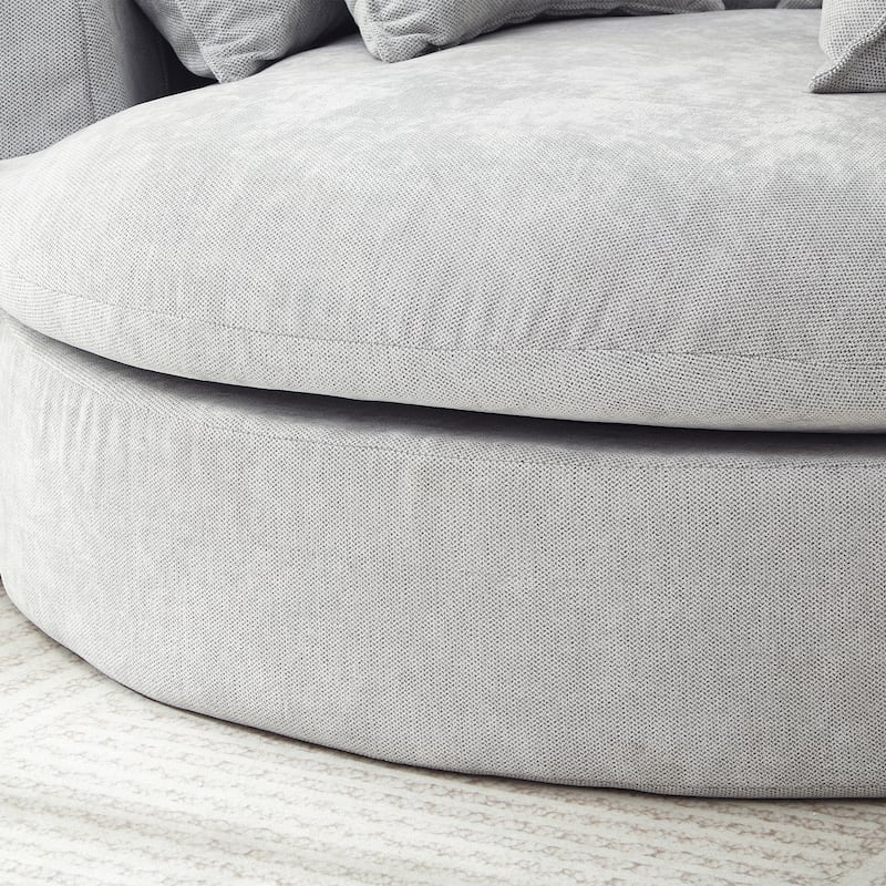 Roomfitters Oversized Round Chaise Sofa 59.8" Upholstered Loveseat with 8 Pillows, Accent Chair for Living Room